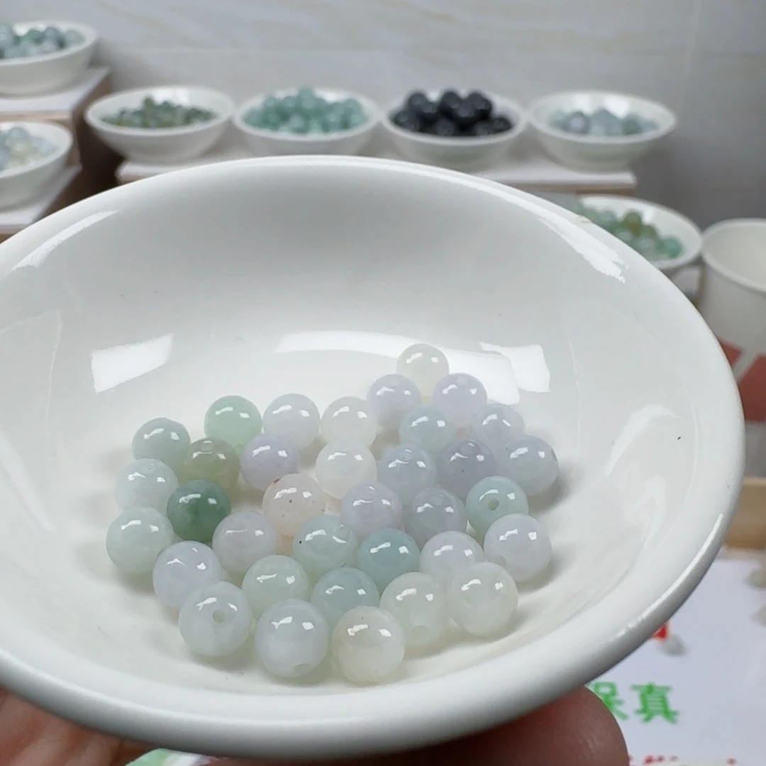 翡翠未镶嵌手链缅甸翡翠A货卡6mm35颗