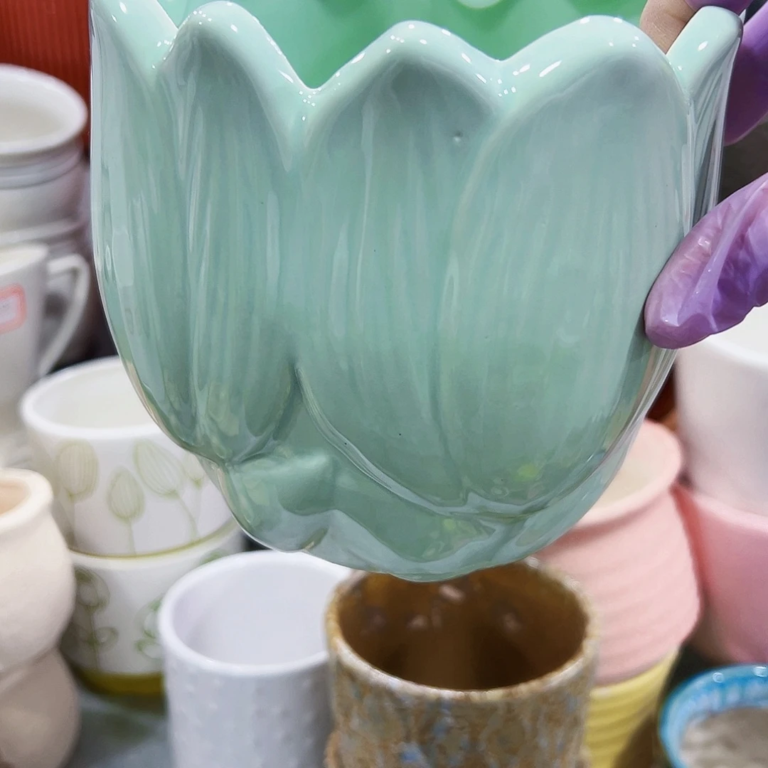 有孔外贸尾单陶瓷花盆凑单18米包邮针孔