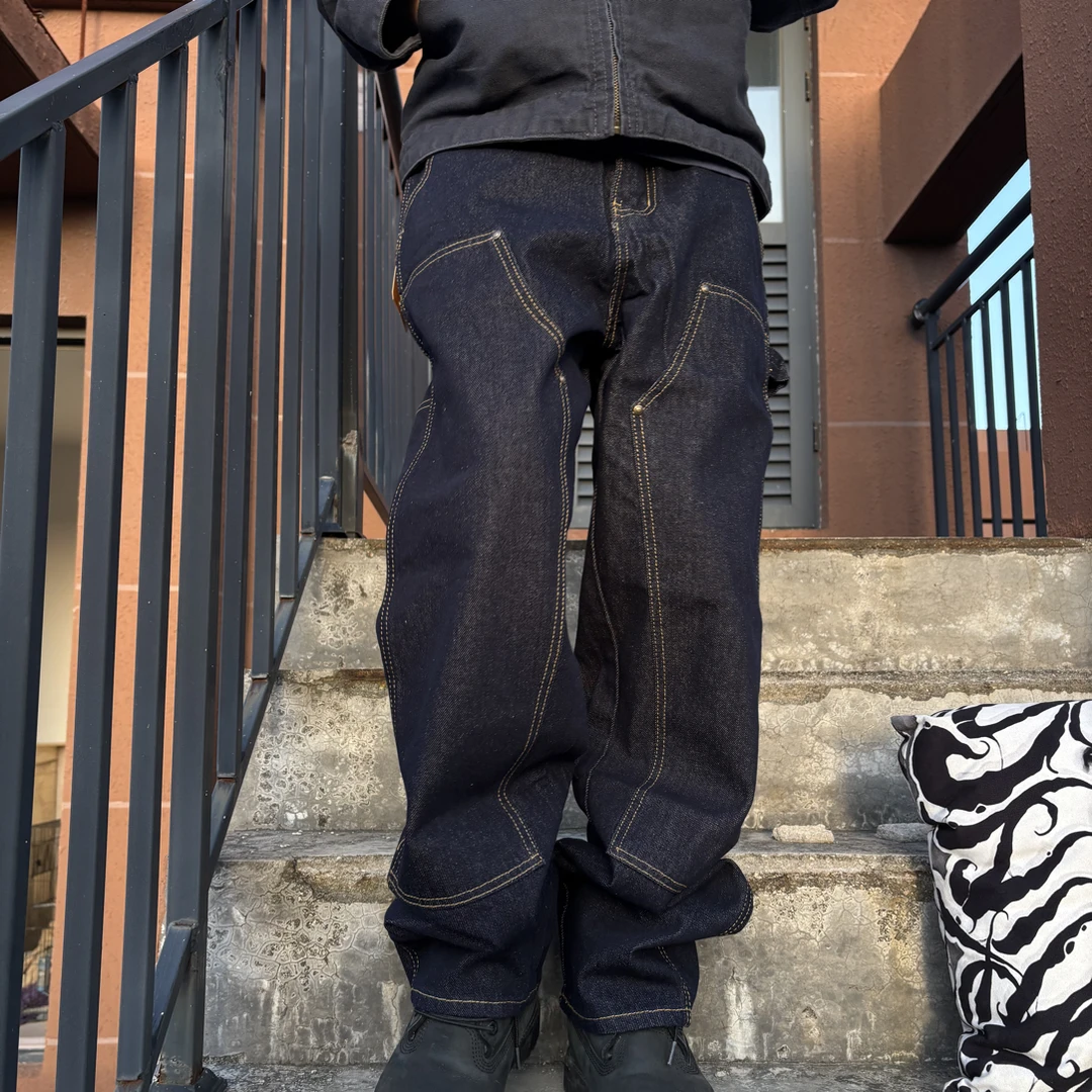 美式直筒重磅牛仔裤