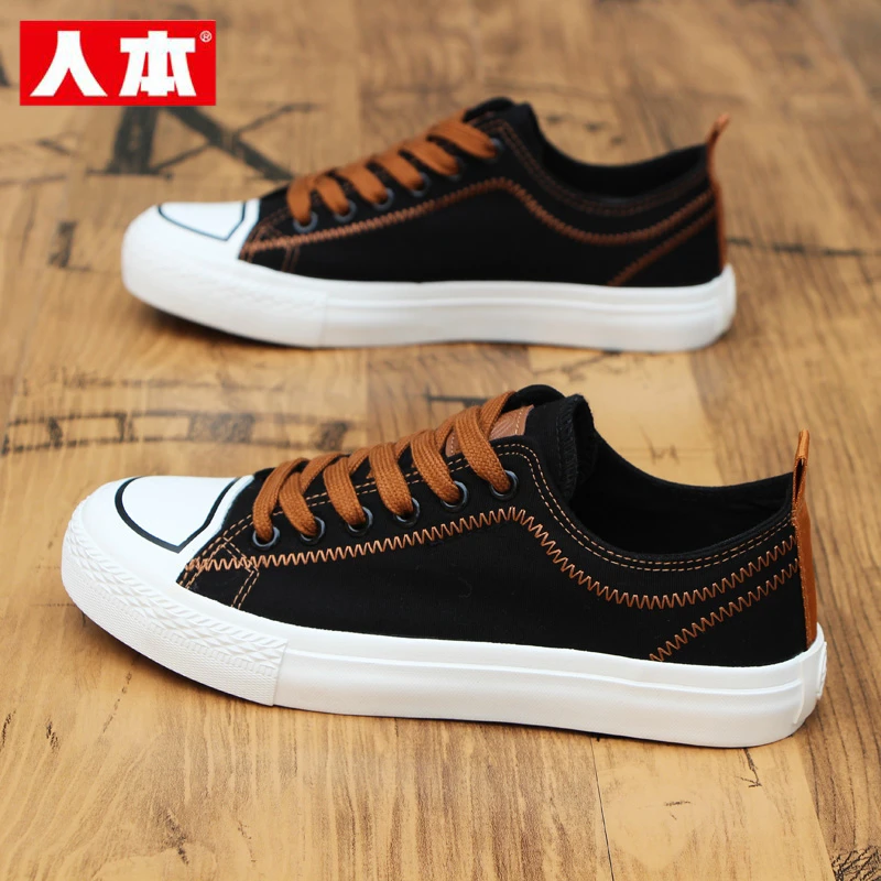 人本帆布鞋女秋季2025新款复古一脚蹬鞋子懒人鞋女款板鞋女士布鞋