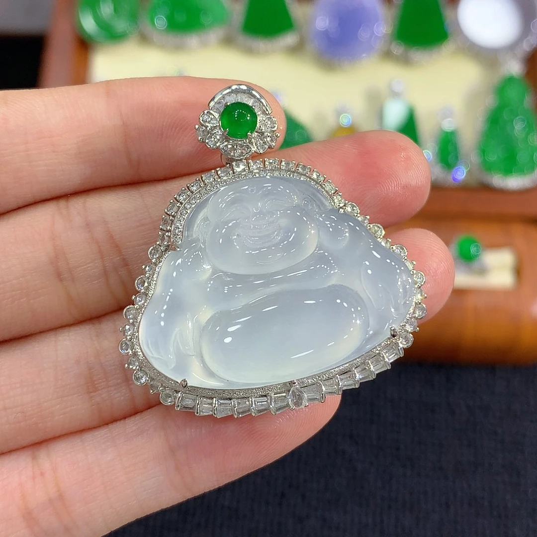 【闪购商品】翡翠18K金镶嵌吊坠(不含链)佛公