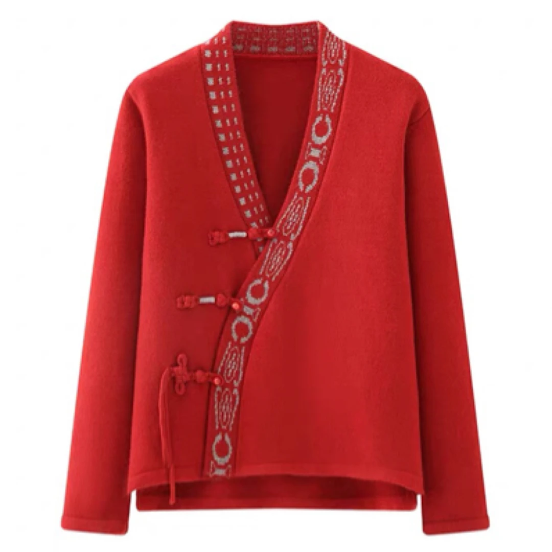 墨下新年款开衫外套新中式盘扣款