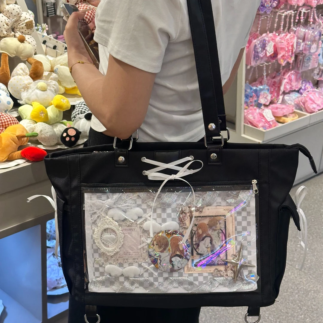 原创痛包041经典三背多用途痛包双肩丝带大容量可斜跨痛包二次元