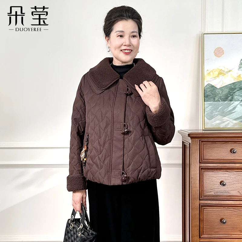 妈妈秋冬装洋气棉衣外套2025新款气质保暖棉服上衣短外套25-18