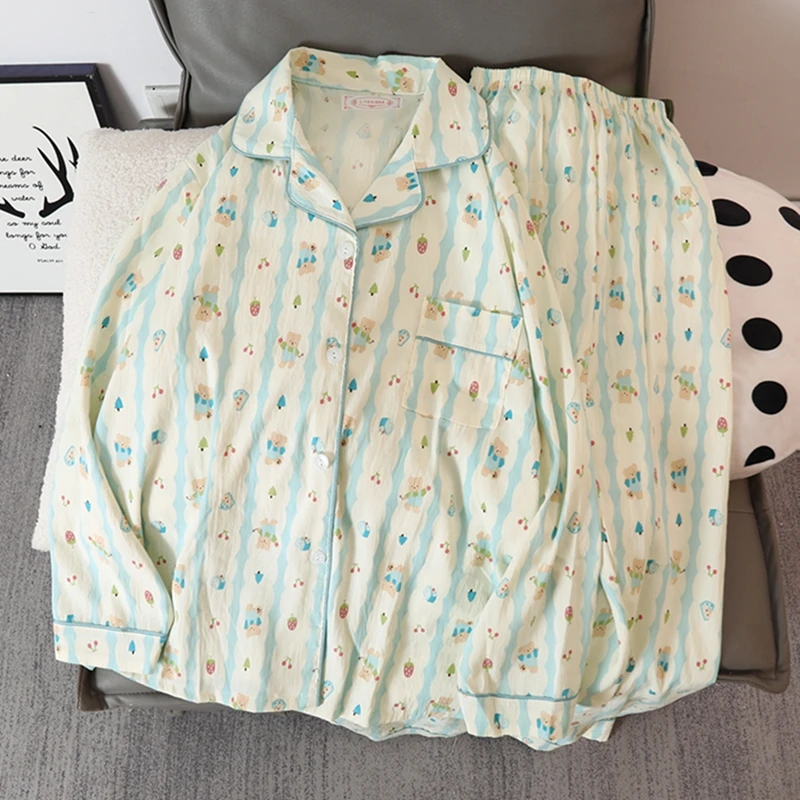 长袖云朵棉开衫睡衣女春秋卡通甜美家居服套装网红爆款