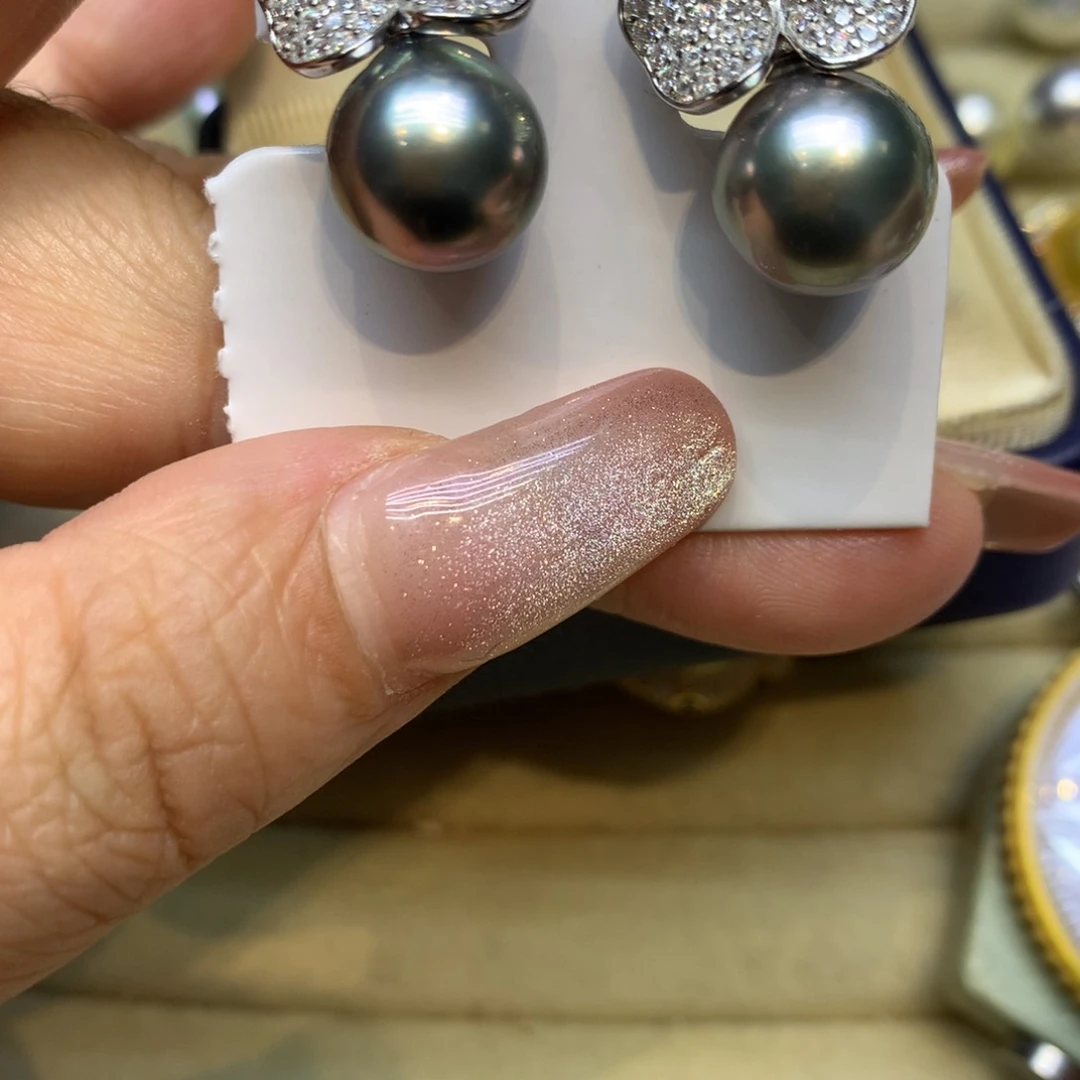 银S925镶嵌耳饰海水珍珠