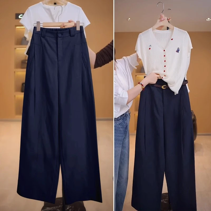 天丝亚麻阔腿裤女2025新款休闲裤夏季裤子薄款长裤高腰宽松直筒裤