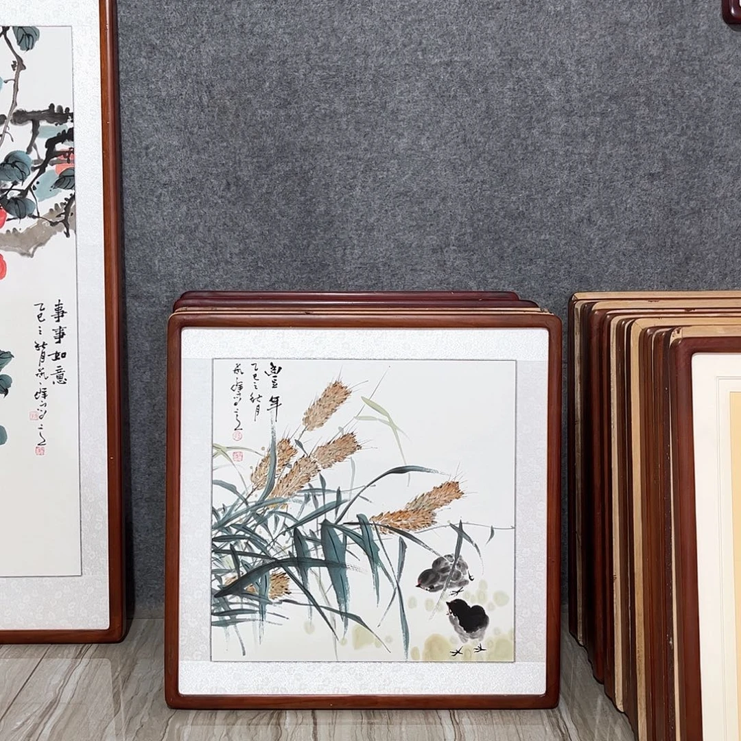 国画书画作品带框63×63