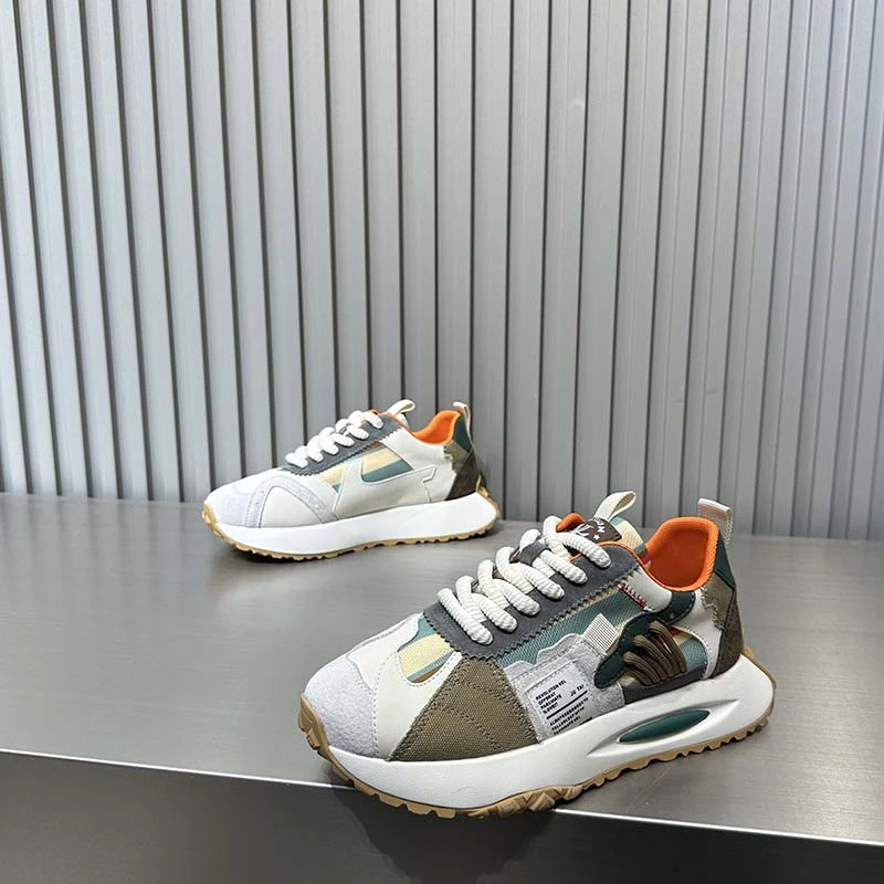 欧洲站轻奢舒适拼接布休闲鞋2025春夏款厚底舒适小众低跟运动鞋