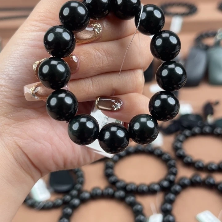 魚***~和田玉（青玉）未镶嵌手串卡12