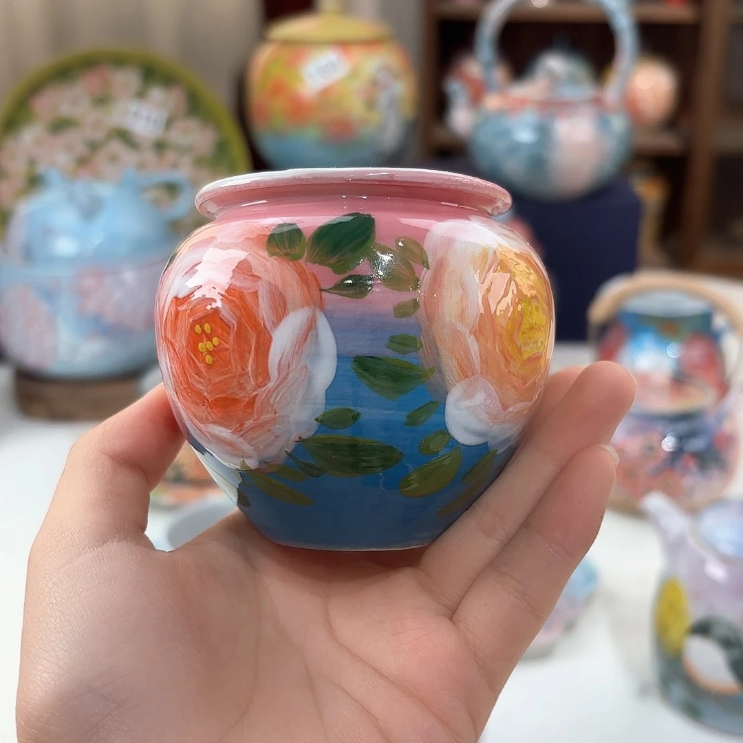 景德镇手绘高温釉下彩陶瓷茶具