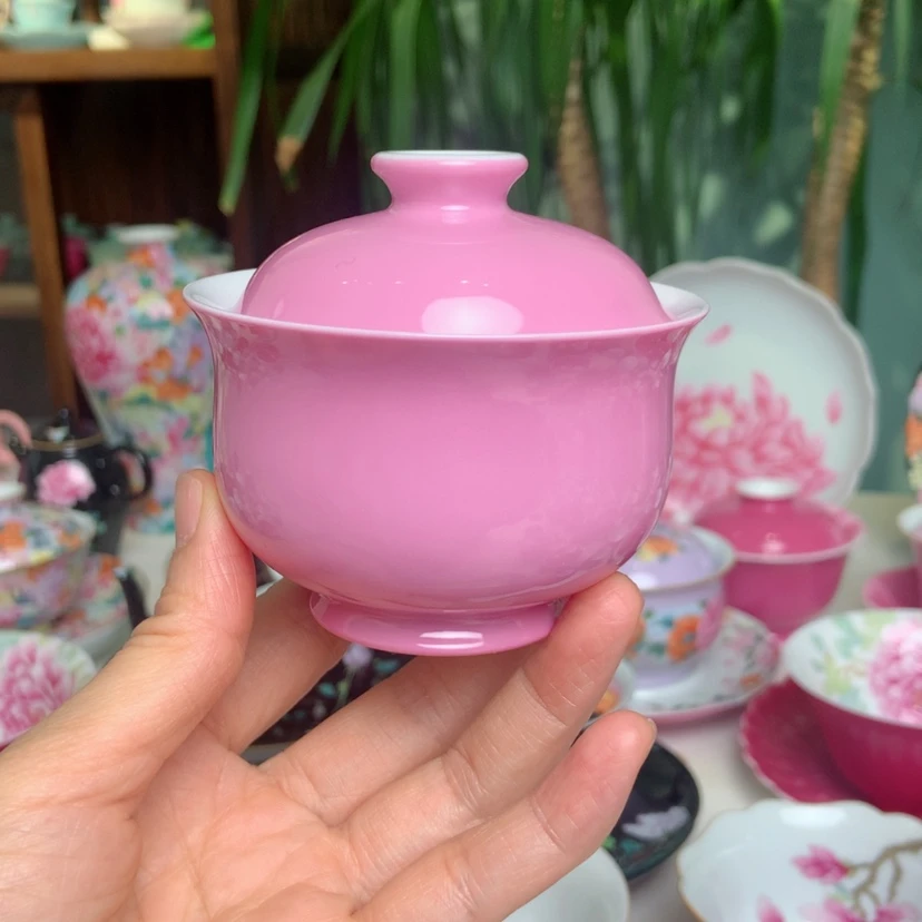 【闪购商品】宫粉盖碗二才景德镇陶瓷