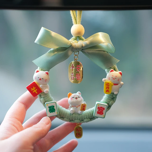 2025新款招财猫平安喜乐车挂件手工diy材料包后视镜挂饰男女礼物