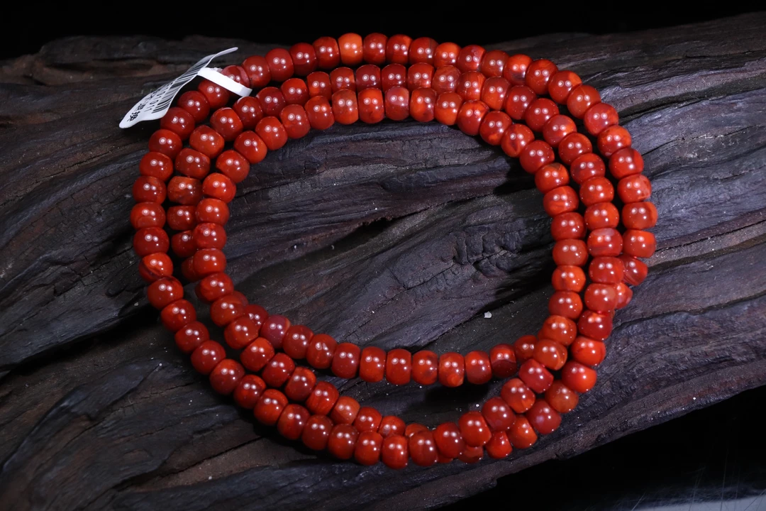 1原矿无优化天然南红瓦西玫红火焰纹老型多圈6mm左右