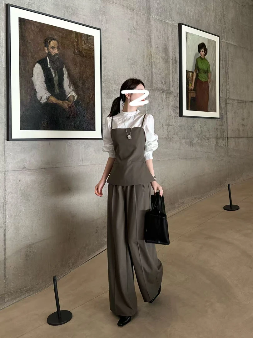 T313226M时尚长袖宽松休闲风时尚套装慵懒风气质假两件休闲