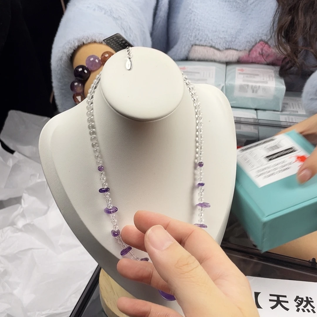 手串水晶银S925镀金镶嵌