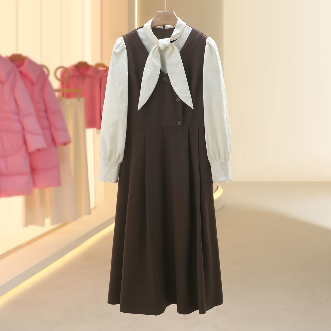 【维恩】假两件通勤素雅显瘦连衣裙2025冬季新款七号铺品牌女装
