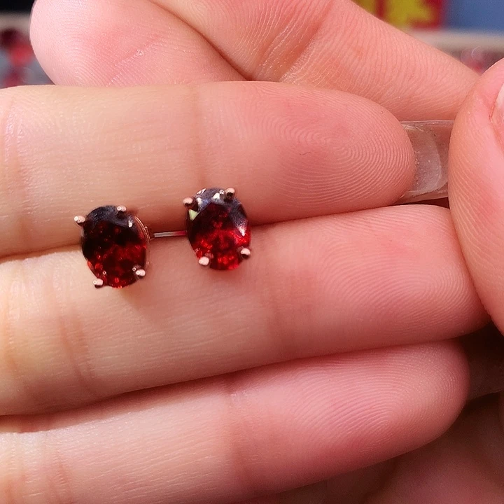 石榴石（芬达石）耳饰银S925镶嵌