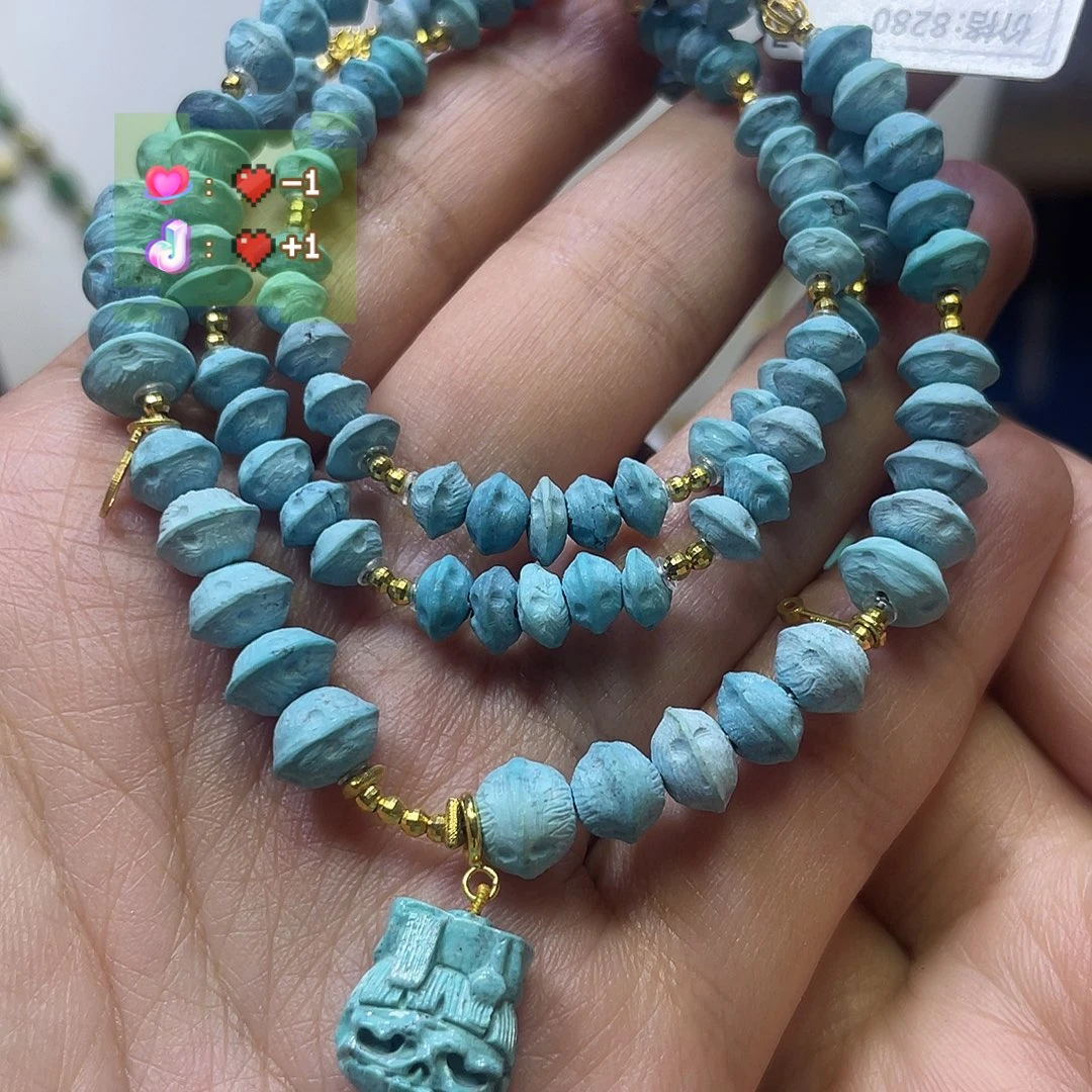 绿松石18K金镶嵌锁骨链