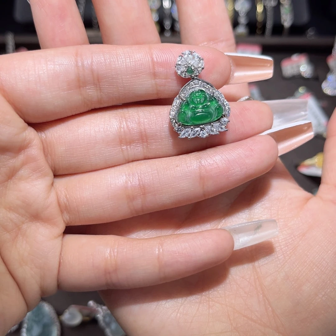 翡翠戒指银S925镶嵌45788