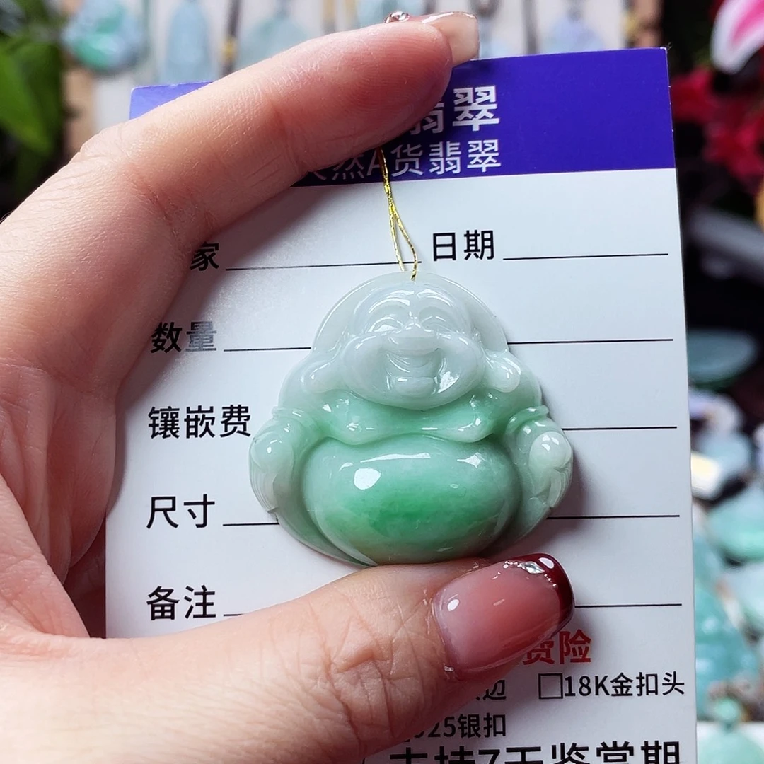 翡翠未镶嵌颈饰佛公09