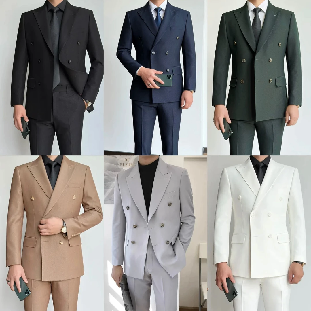 双排扣套装 男士结婚修身休闲商务英伦风 经典时尚