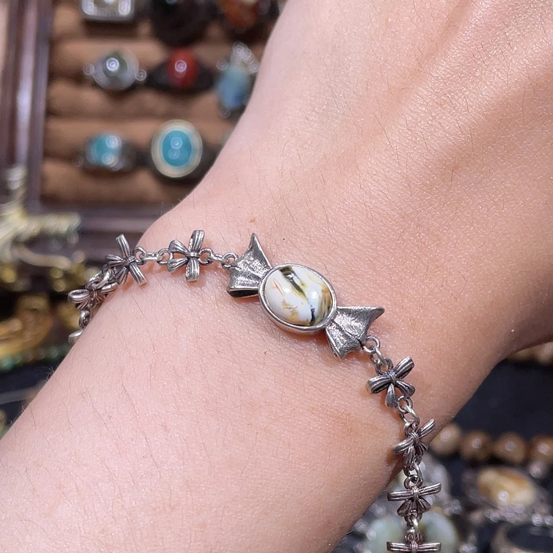 &***、琥珀银S925镶嵌手链