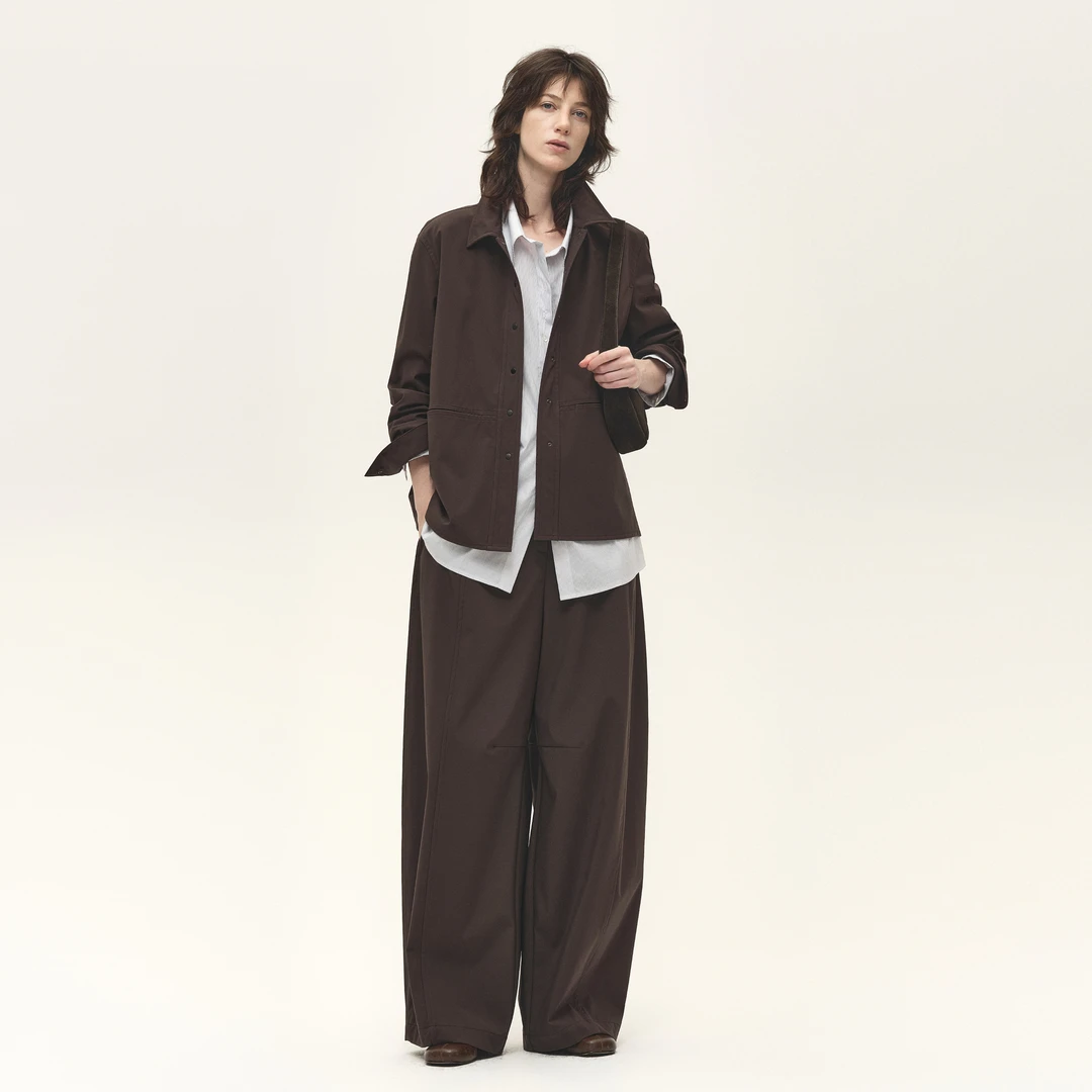 白弓 定制精纺羊毛套装衬衫女+短款外套+休闲裤55893/55895/55892