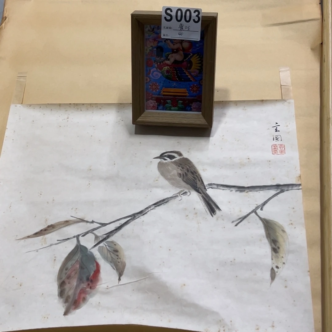 国画戏*手绘临摹花鸟挂轴