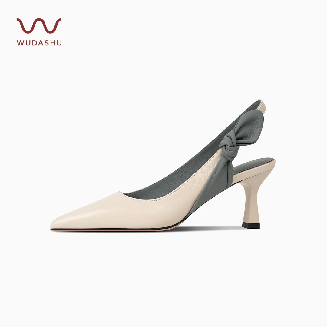 夏季新款真皮尖头高跟鞋女包头凉鞋女鞋中跟百搭