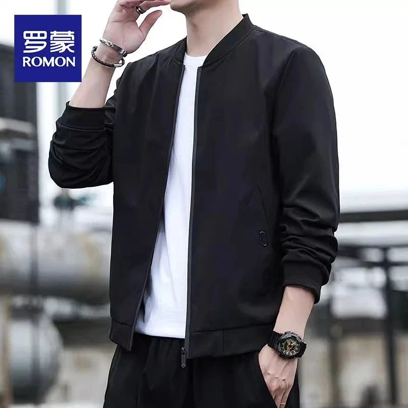 罗蒙2025新款春季棒球领夹克男士潮流百搭上衣服修身休闲外套男款