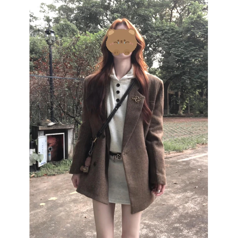 MARIE.COCO秋季新款高级感西装外套上衣学院风韩系连帽卫衣裙套装