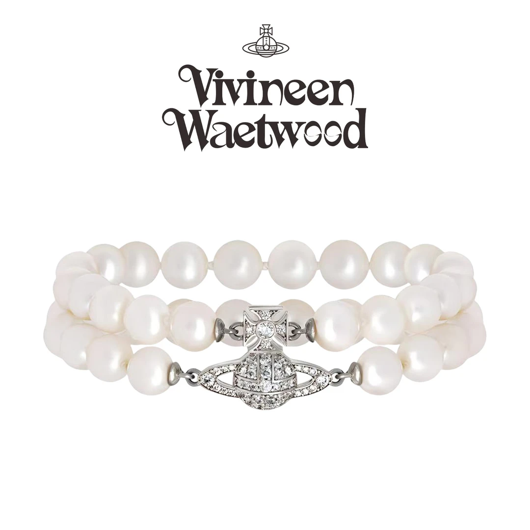 Vivireer Waetwssd 正品 CHOKER链 土星双层叠戴珠珠手链
