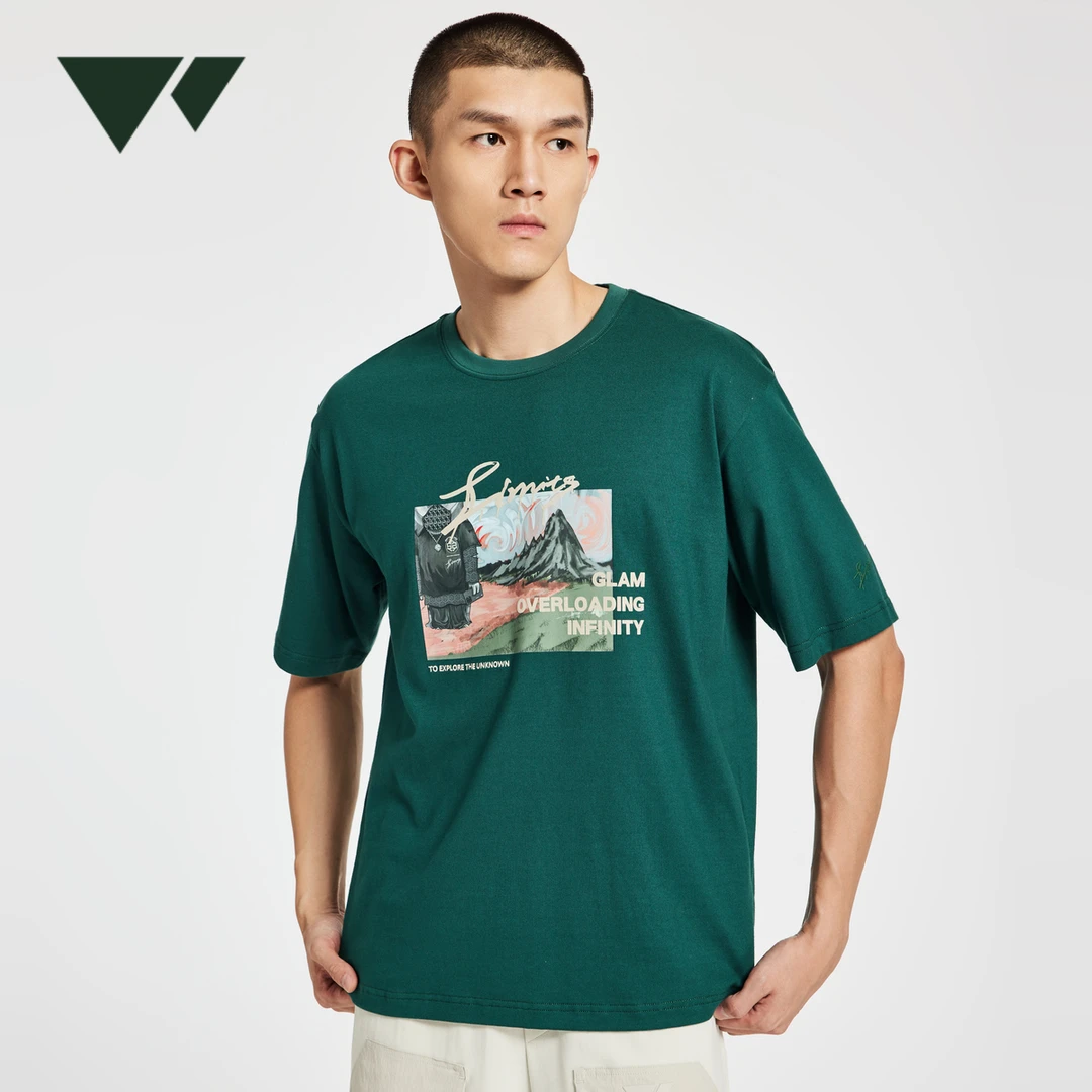 七匹狼男装男士短袖夏季宽松纯棉印花透气休闲百搭圆领T恤上衣夏