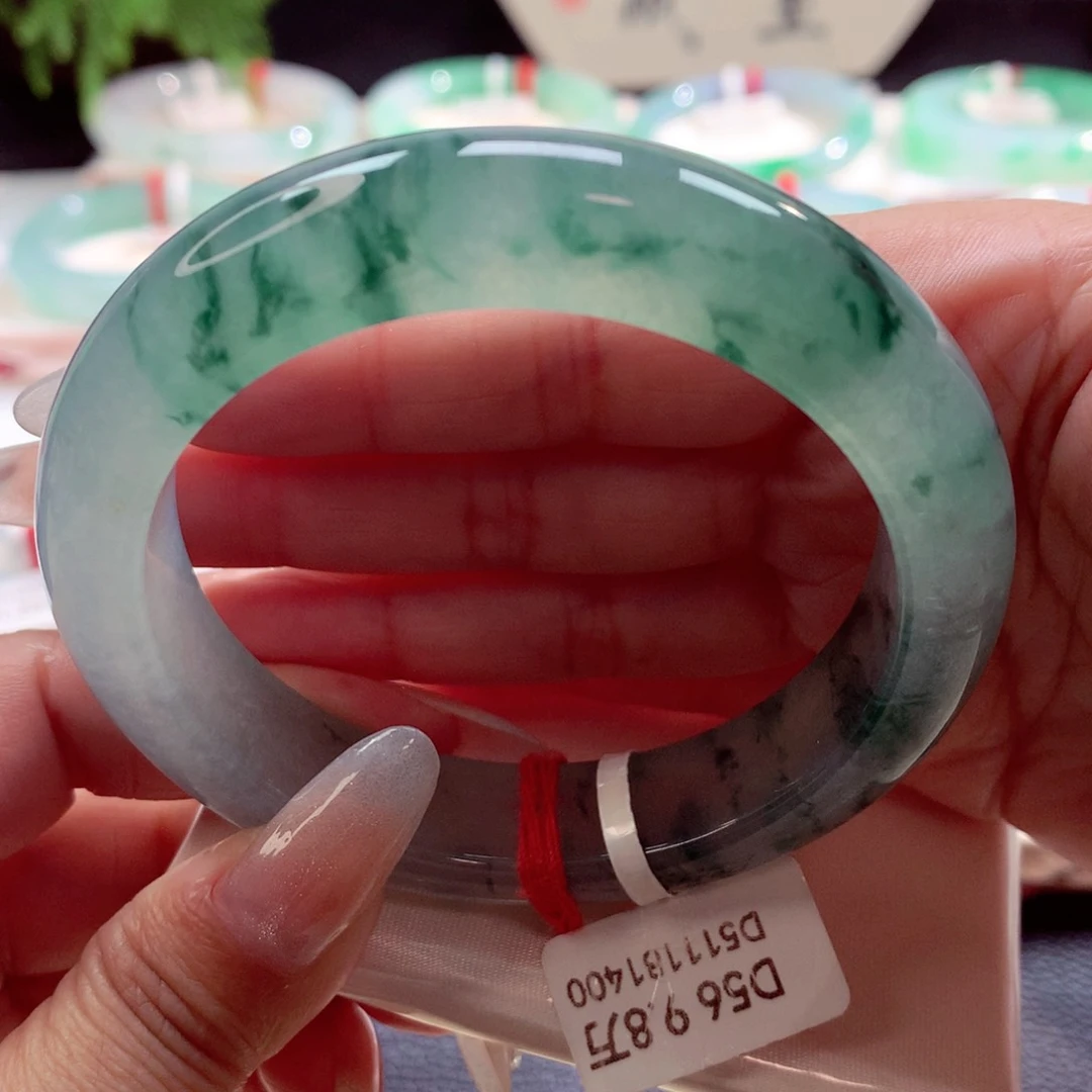 未镶嵌手镯翡翠56圈厚装冰飘花（28号）