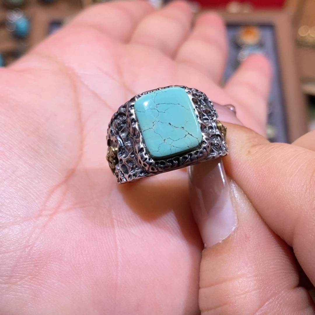 绿松石戒指银S925镶嵌D****?戒指