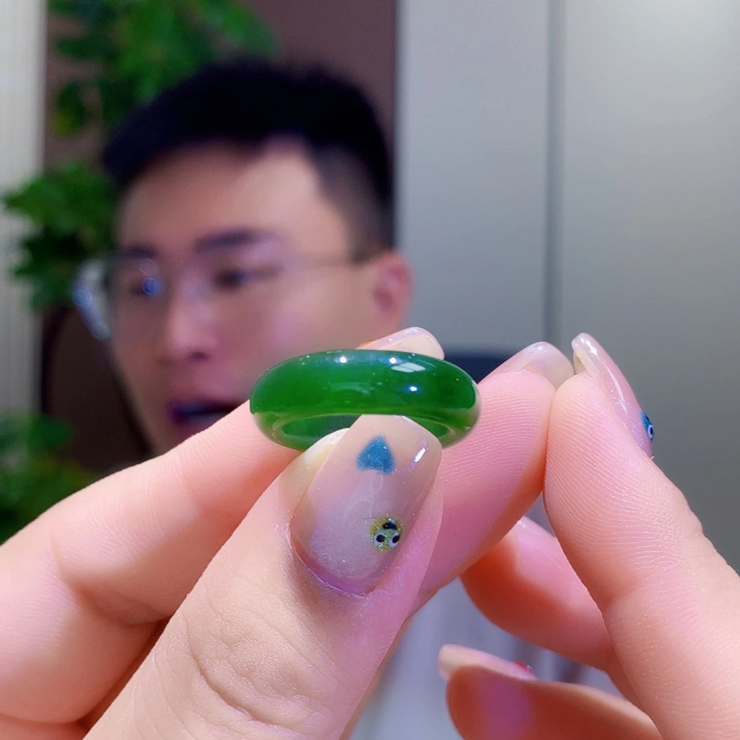 和田玉（碧玉）戒指未镶嵌圈口自己备注