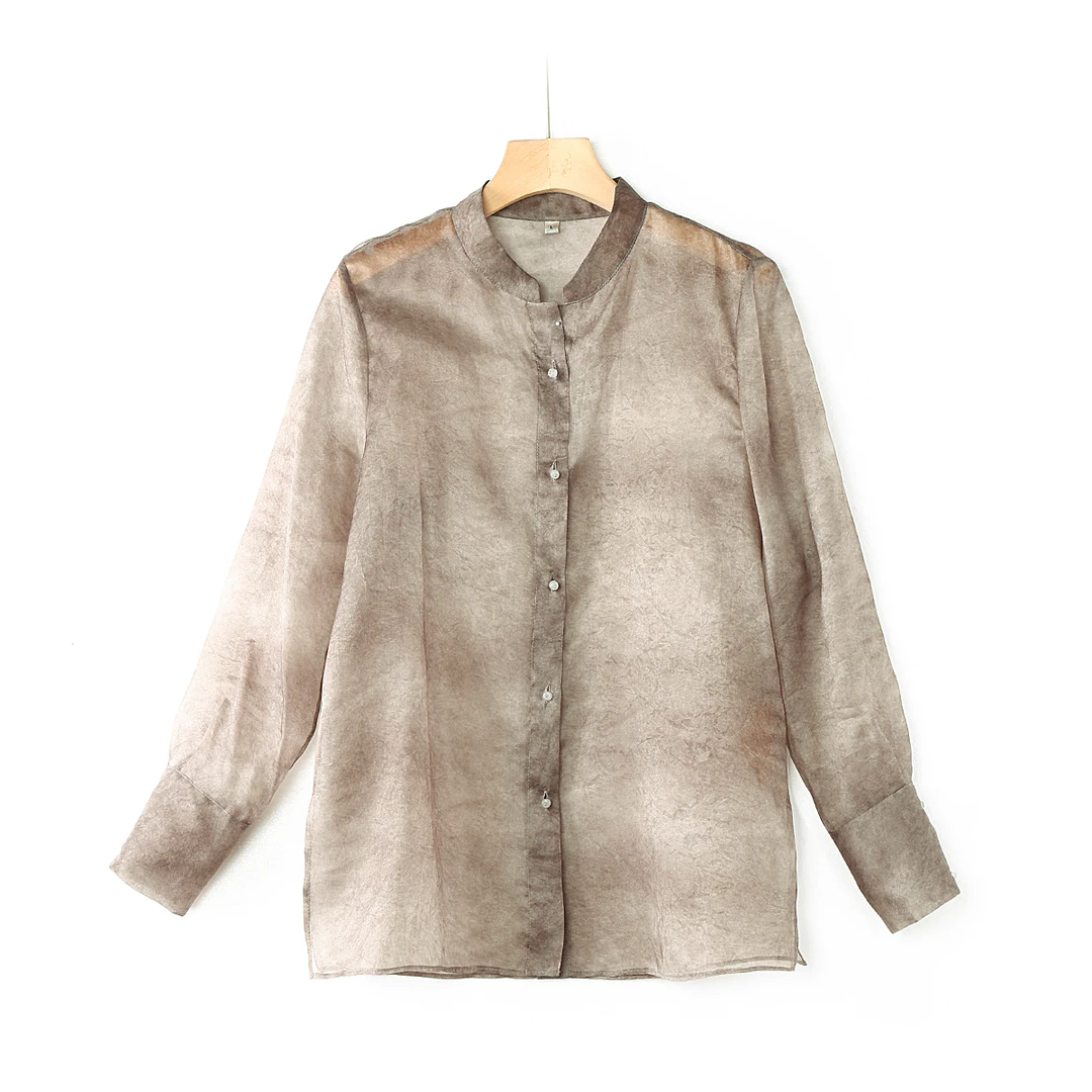 【澜亭絮絮】桑蚕丝植物染欧根纱防晒衫3591