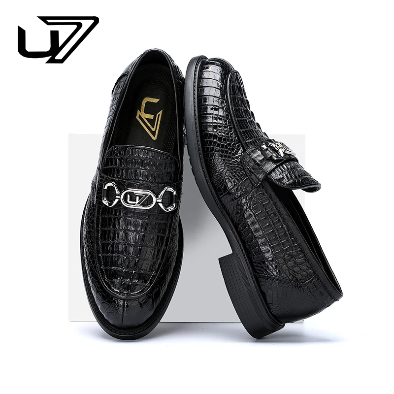 U7品牌男鞋  鳄鱼皮  新款轻奢时尚潮流百搭商务休闲皮鞋