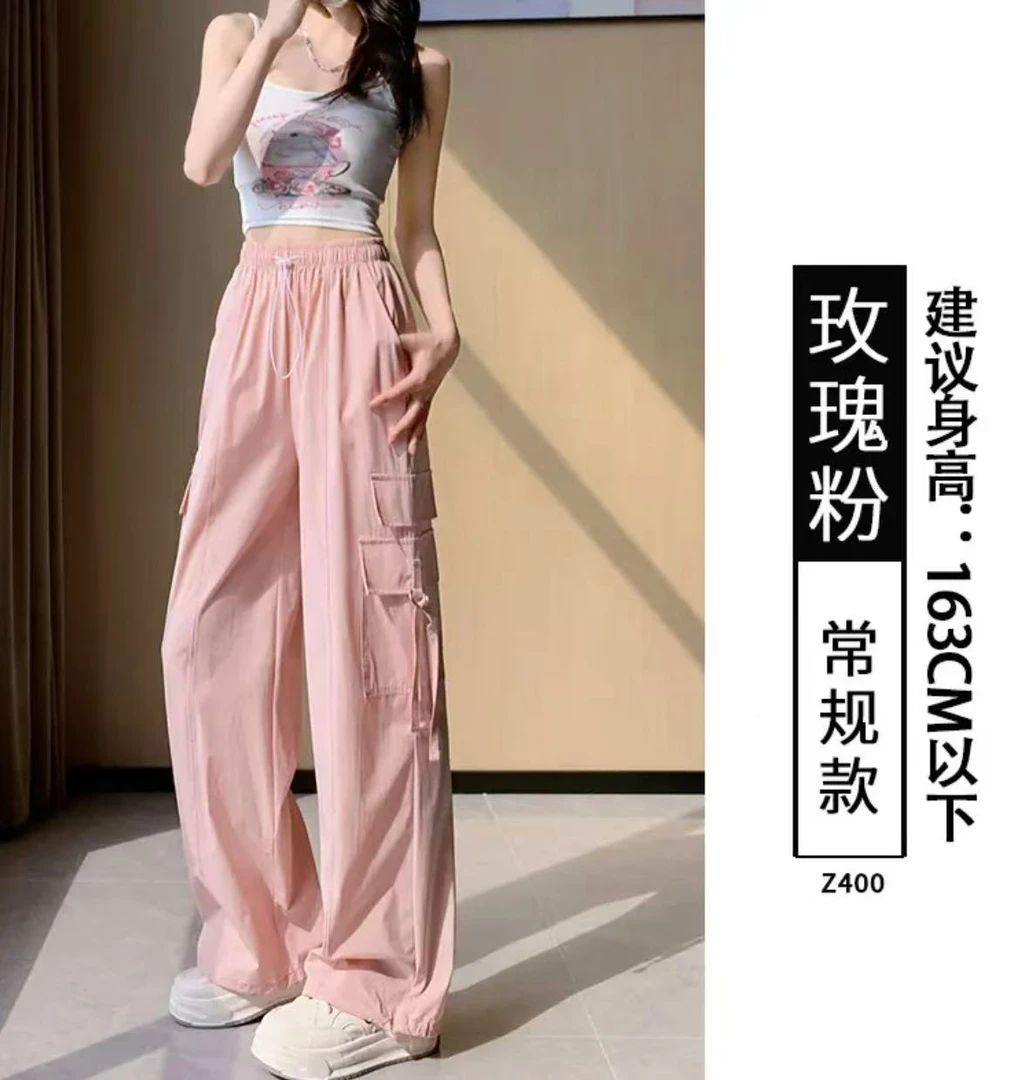 工装裤女2025新款夏季飒风美式运动裤宽松阔腿裤子150