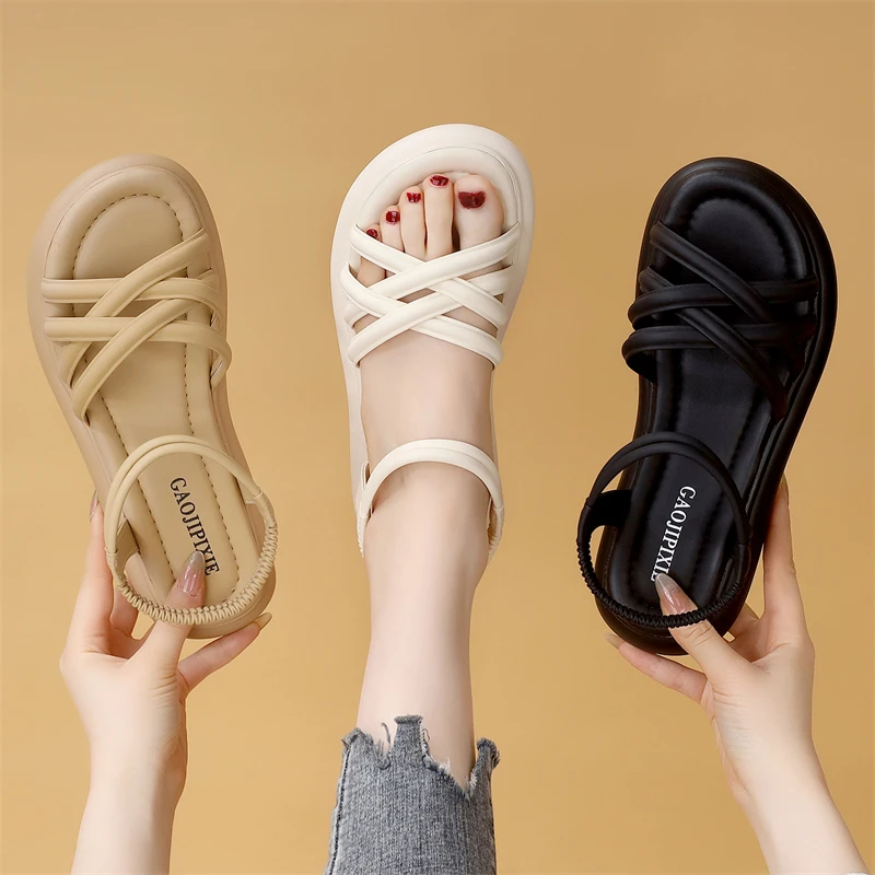 平底凉鞋女仙女风2025夏季新款外穿配裙软底孕妇防滑沙滩鞋小码32