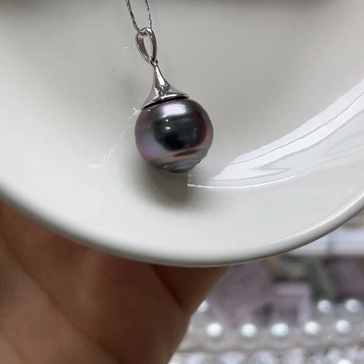 银S925镶嵌吊坠(不含链)海水珍珠12-13mm81号