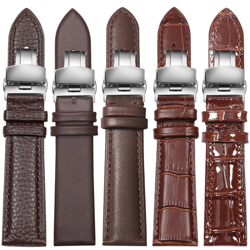 棕色真皮手表带男柔软牛皮表代用华为ck阿玛尼罗西尼表带男款真皮