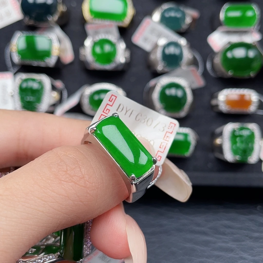 翡翠戒指银S925镶嵌珍**步编号3073 没有运费险