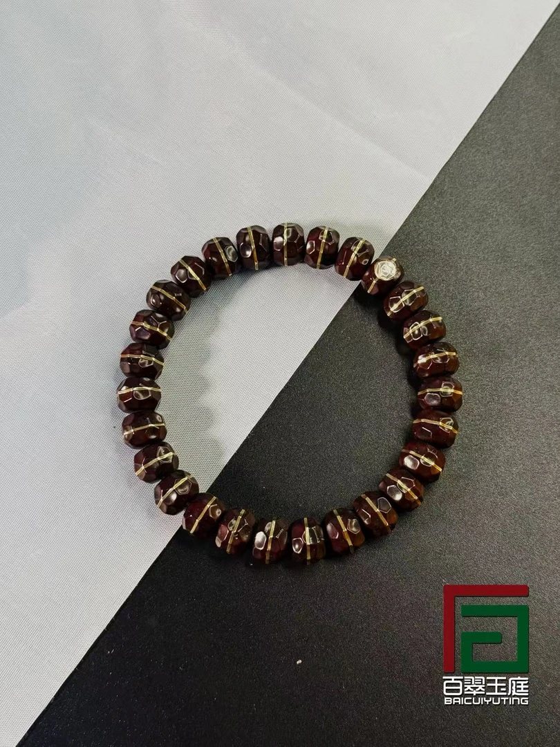 百翠玉庭紫金鼠手串毕业精工黑金无相实心一线天8m紫金鼠文玩手串