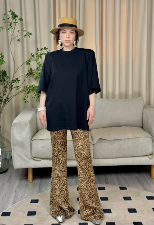 GIYAGH 2025s/s 豹纹松紧腰喇叭裤34825537