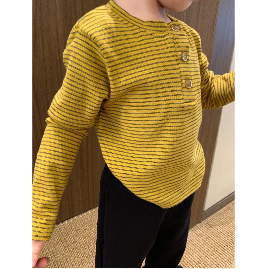 甜小七女童2025秋季新款韩版百搭条纹T恤黑色花边加绒裤休闲套装