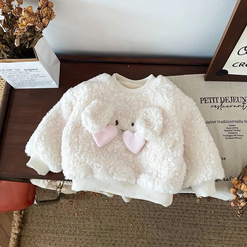 【现货】DY241223女童毛毛衣冬季新款加绒加厚上衣儿童卫衣