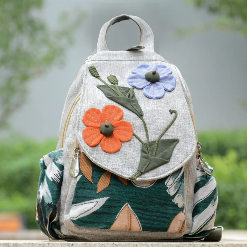 复古双肩包民族风双肩包休闲布包旅行包文艺双肩包女包休闲包包女