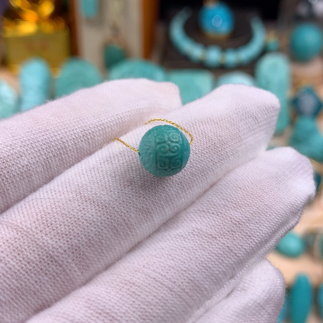绿松石未镶嵌圆珠卡8.5
